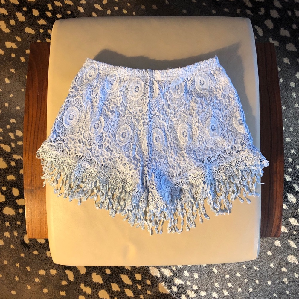 Me.n.u girls size S (8-10) Baby Blue lace shorts